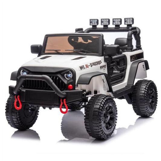 POWANLI 24V Kids Ride on Truck Car,2 driving Modes, Kid manual control,W/Parents 2.4G Remote Control, 400W Powered Toy Car up to 5 mph, w/ Spring Suspension, 3 Speeds,LED Lights,Bluetooth Music,White