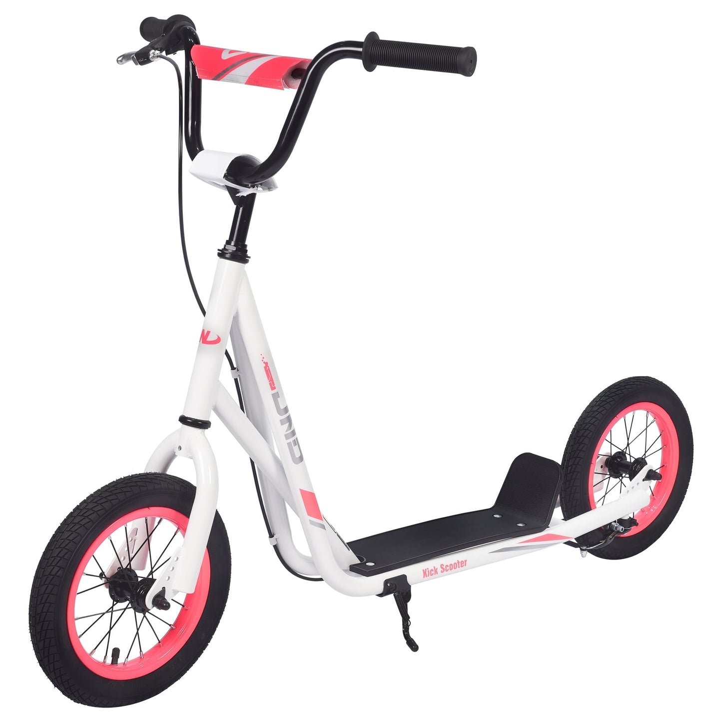 POVANLI Kick Scooter for 6 - 12 yr with Adjustable Handlebar, 12 Inch Inflatable Wheels, Widened non-slip Footboard, Riding Toys/Ride Ons, Supports 3'7"-5'1" height riders, White (Birthday Gift)