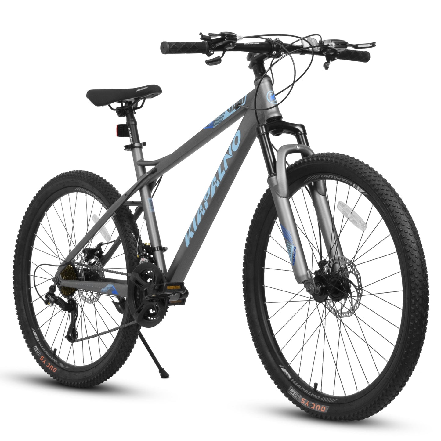 POWANLI 26" Mountain Bike for Adults,21-Speed Outdoor Bike with High-Carbon Steel Frame Bike,Dual Disc Brake Mountain Bicycle Adults ages 14+, Gift(Blue+Grey)