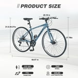 POVANLI 700C Road Bike, 7 Speed Hybrid Bike Aluminum Alloy Frame Double Disc Brakes For men women's City Bicycle, Blue Gray (Gift)