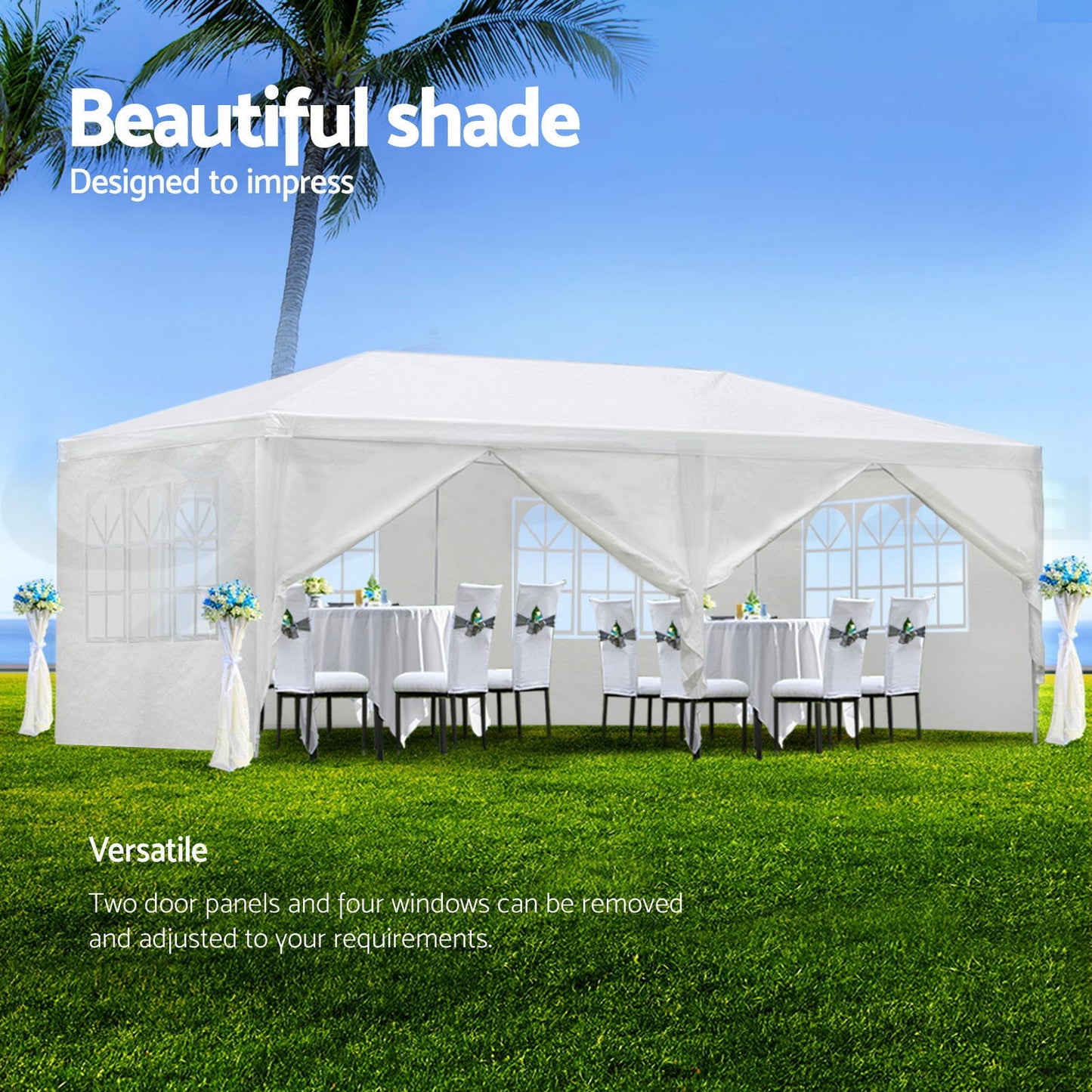 POWANLI 10x20' Wedding Party Canopy Tent Outdoor Gazebo with 6 Removable Sidewalls