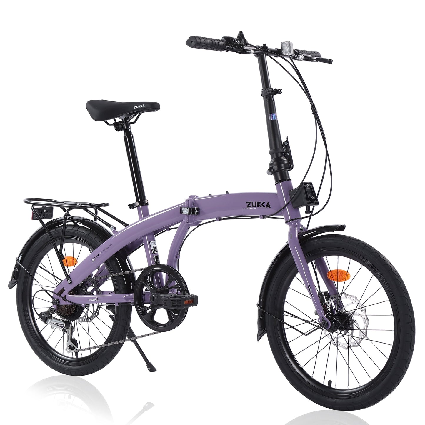 POVANLI 20 inch Folding Bike, 7-Speed Folding Bike, Lightweight Steel Frame, 34.39 lb, Load capacity 220lb, Suitable for height 4'11'' - 5'9'', Purple (Gift)